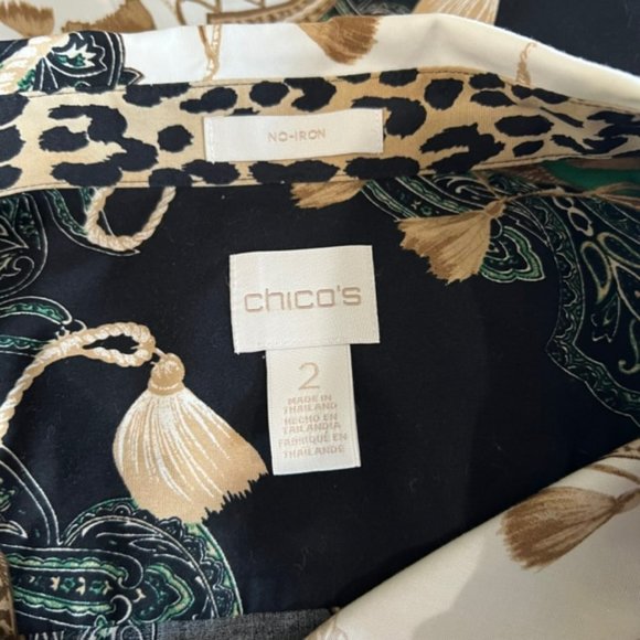 Chico's No Iron Button Down Long Sleeve Blouse Size Large - Picture 9 of 10